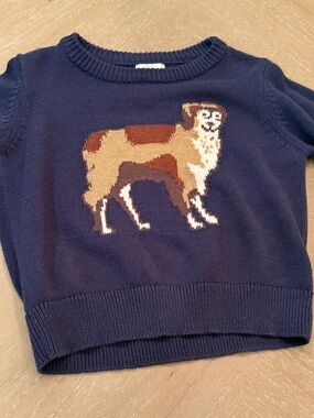 Blue Rooster Collection Navy Sweater with Dog Intarsia